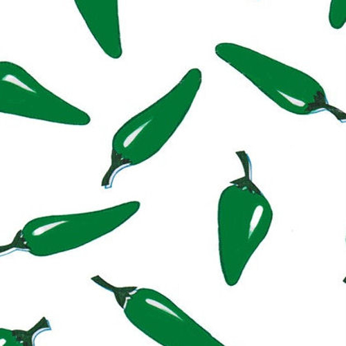 Mexican Oilcloth Chilli Green on White - BenElke